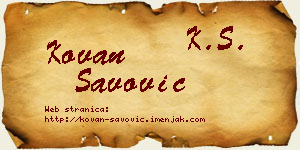 Kovan Savović vizit kartica